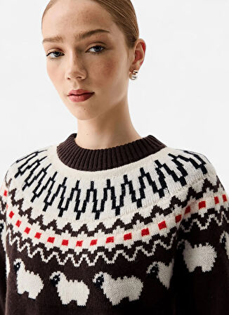 Hunter Bisiklet Yaka Normal Kahve Kadın Kazak HARW0074251-CB