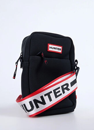 Hunter Siyah Erkek Postacı Çantası Dunlude Woven Tape Strap Crossbody