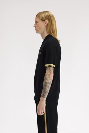 Fred Perry K2323-90A Contrast Cuff Knitted Erkek Polo Tişört
