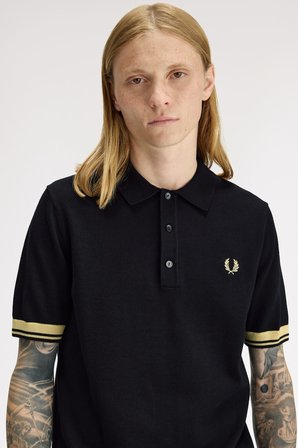 Fred Perry K2323-90A Contrast Cuff Knitted Erkek Polo Tişört