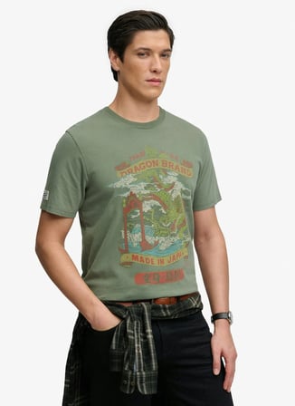 Superdry Yeşil Erkek Yazı Baskılı T-Shirt