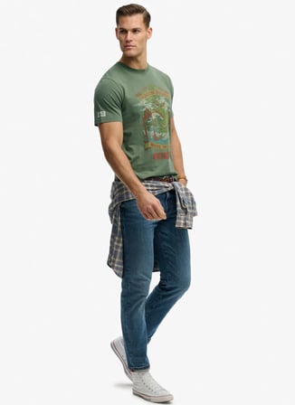 Superdry Yeşil Erkek Yazı Baskılı T-Shirt
