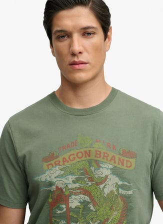 Superdry Yeşil Erkek Yazı Baskılı T-Shirt