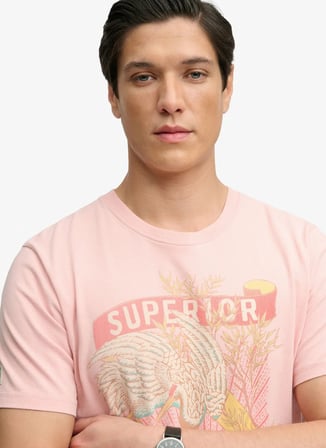 Superdry Pembe Erkek Hayvan Desenli T-Shirt