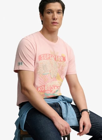 Superdry Pembe Erkek Hayvan Desenli T-Shirt