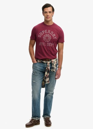 Superdry Kırmızı Erkek Logo Baskılı T-Shirt