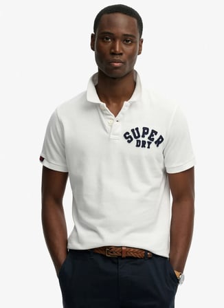 Superdry Beyaz Erkek Yazı Baskılı Polo T-Shirt