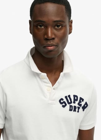 Superdry Beyaz Erkek Yazı Baskılı Polo T-Shirt