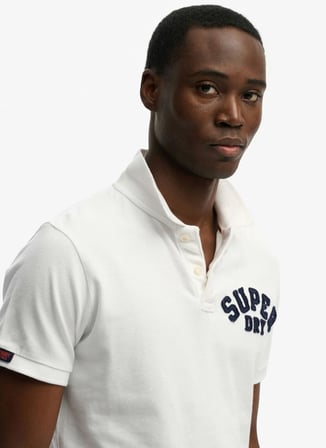Superdry Beyaz Erkek Yazı Baskılı Polo T-Shirt