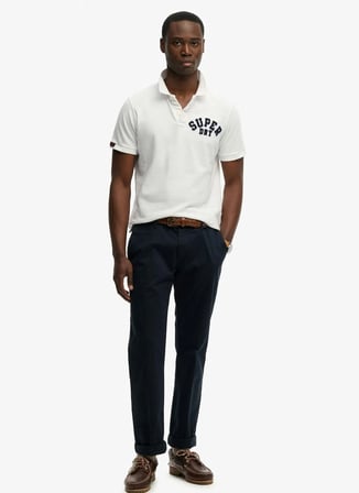 Superdry Beyaz Erkek Yazı Baskılı Polo T-Shirt