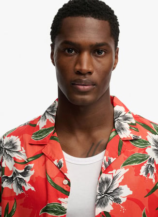 Çok Renkli Erkek Modal Karışımlı Gömlek M4011128A-OWE HAWAIIAN PRINT SHIRT