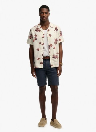 Superdry Beyaz Erkek Çiçek Desenli Gömlek M4011136A-J9O CABANA POOLSIDE SHIRT