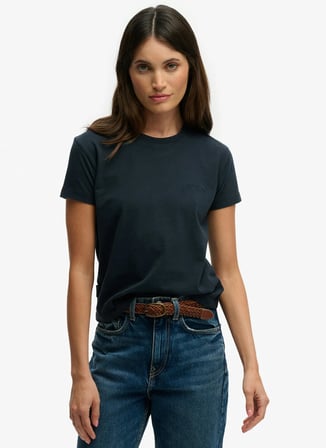 Superdry Lacivert Kadın Logo Baskılı T-Shirt W1011346A