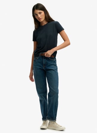 Superdry Lacivert Kadın Logo Baskılı T-Shirt W1011346A