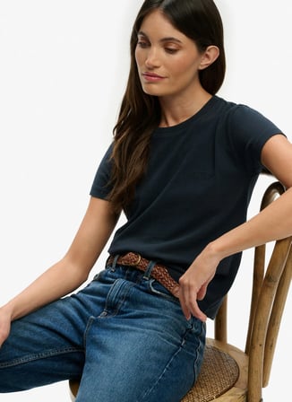Superdry Lacivert Kadın Logo Baskılı T-Shirt W1011346A