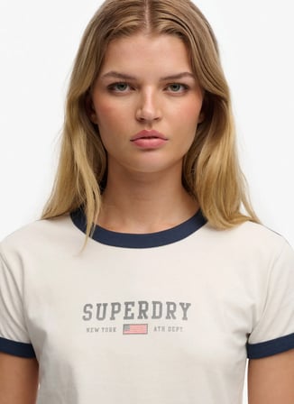 Superdry Beyaz Kadın Logo Baskılı T-Shirt W1011879A