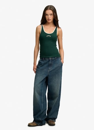 Superdry Yeşil Kadın Logo Baskılı Atlet W6012170A