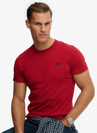Superdry Kırmızı Erkek Logo Baskılı T-Shirt M1011245B-5OV ESSENTIAL LOGO EMBTEE