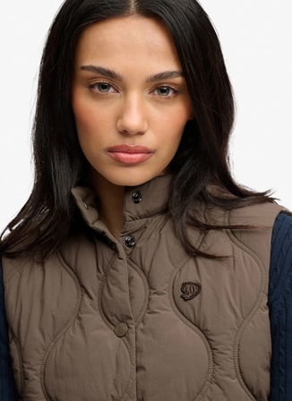 Superdry W5012197A Haki Kadın Dik Yaka Kapitone Yelek
