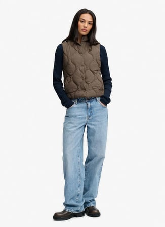 Superdry W5012197A Haki Kadın Dik Yaka Kapitone Yelek