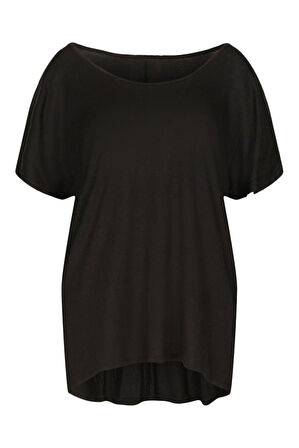 Kadın Siyah Oversize Yuvarlak Tişört 5063_301