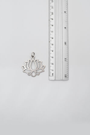Lotus Çiçeği Düz Ezme Zincir Kolye - Antik Gümüş Kaplama - Kadın Erkek - 60 cm