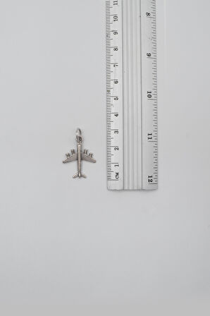 Küçük Uçak Örme Zincir Kolye - Antik Gümüş Kaplama - Kadın Erkek - 60 cm