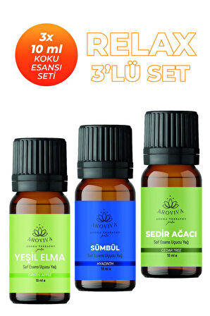 Relax Oda Kokusu 3'Lü Set- Doğal Esansiyel Uçucu Yağ, Difüzör Esansı, Buhurdanlık Yağı Relax Esansiyel Uçucu Koku Yağı Buhurdanlık Yağı Difüzör Esansı 3'Lü Set 3x10ml