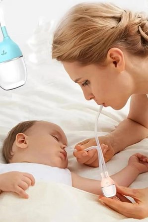 BabyHope Bebek ve Çocuk Burun Temizleme Aspiratörü - Yenidoğan 0-10 Yaş Mavi