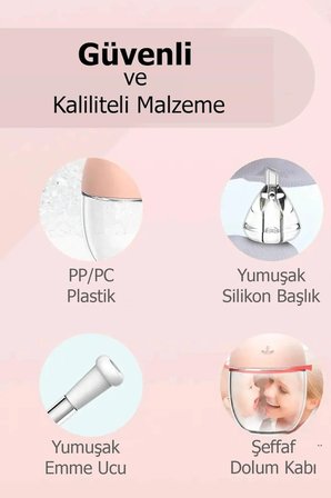BabyHope Bebek ve Çocuk Burun Temizleme Aspiratörü - Yenidoğan 0-10 Yaş  Pembe