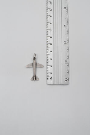Minimal Uçak Siyah Deri İp Kolye - Antik Gümüş Kaplama - Kadın Erkek - 60 cm