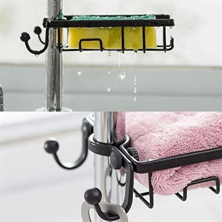 İpek Yıldızı® Paslanmaz Çelik Mutfak Banyo Musluğuna Sabitlenebilir Sabunluk