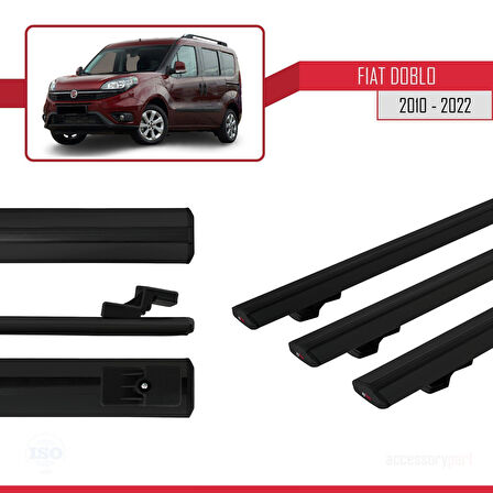 Fiat Doblo 2 2010-2022 Arası ile Uyumlu BASIC Model Ara Atkı Tavan Barı Siyah 3 Adet