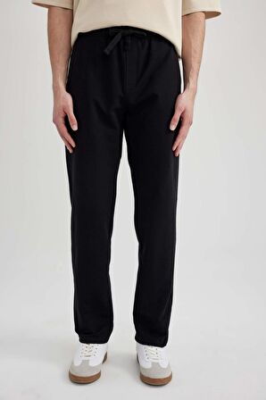 DeFacto Regular Fit Cepli Düz Paça Eşofman Altı B0593AX24SPBK81