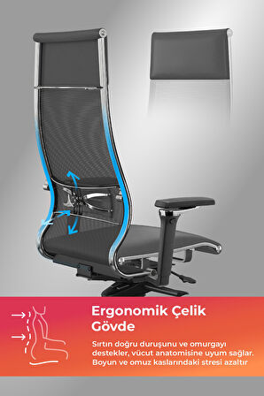 Samurai Ergonomik Koltuk | Bel Destekli, Tekerlekli, Yükseklik Ayarlı, Yönetici Koltuğu -506.F.1.62