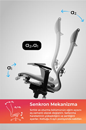Samurai Ergonomik Koltuk | Bel Destekli, Tekerlekli, Yükseklik Ayarlı, Yönetici Koltuğu -506.F.1.62