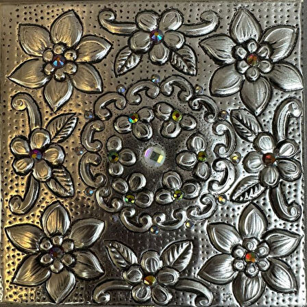 Uretti - Hülya 6683 5753 El Yapımı Alüminyum Kapaklı Bej Dekoratif Takı Saklama Kutusu