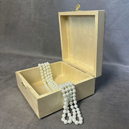 Uretti - Hülya 6683 5753 El Yapımı Alüminyum Kapaklı Bej Dekoratif Takı Saklama Kutusu