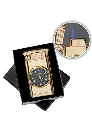 Kişiye Özel Saatli Gold Renk Çakmak