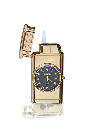 Kişiye Özel Saatli Gold Renk Çakmak