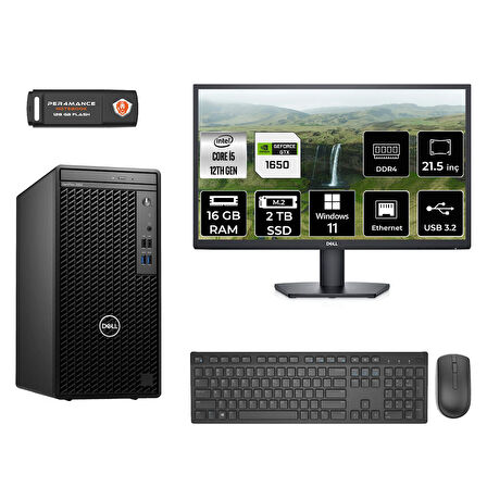DELL OPTILEX 3000 MNO3000D714 i5 12500 16GB RAM 2TB SSD GTX1650 4GB 21.5" W11P MASAÜSTÜ PC