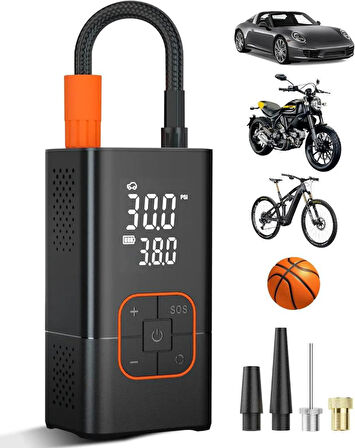 Dijital Kablosuz Usb 2*2000Mah Göstergeli Oto Lastik, Bisiklet Hava Pompası Kompresörü