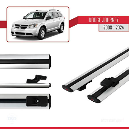 Dodge Journey 2008 ve Sonrası ile Uyumlu BASIC Model Ara Atkı Tavan Barı Gri 2 Adet