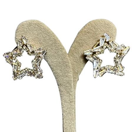 Uretti - İREM 3914 7274 Baget ve Tek Taşlı Yıldız Model Çelik Küpe