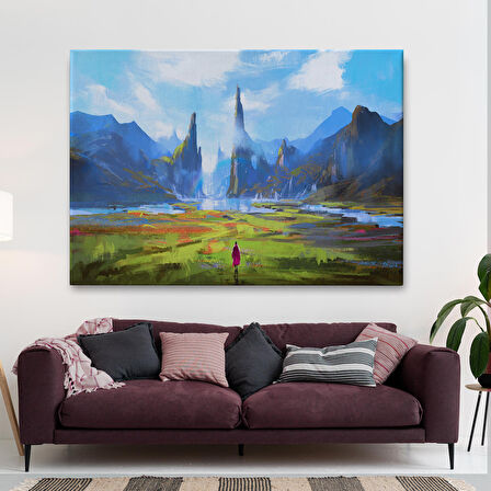 Doğada Yürüyen Kadın Manzarası Kanvas Tablo-5081