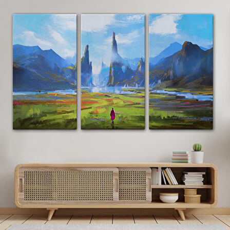 Doğada Yürüyen Kadın Manzarası Kanvas Tablo-5081