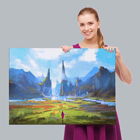 Doğada Yürüyen Kadın Manzarası Kanvas Tablo-5081