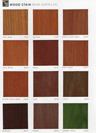 Fawori Wood Stain Vernikli Ahşap Koruyucu 12 Lt