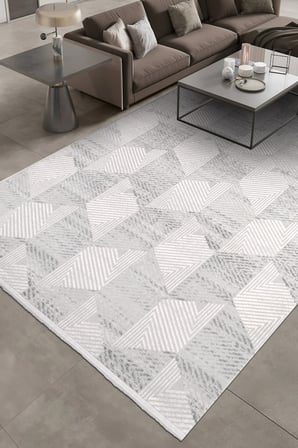 ANATOLIA HALI / FLORYA-Gri/Krem - Özel Ölçü-Salon, Oturma Odası ve Koridor Halısı
