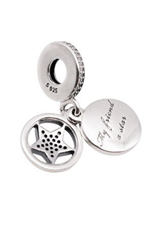 Sedefli Taşlı Yıldız Arkadaşlık Charm | 925 Ayar Gümüş